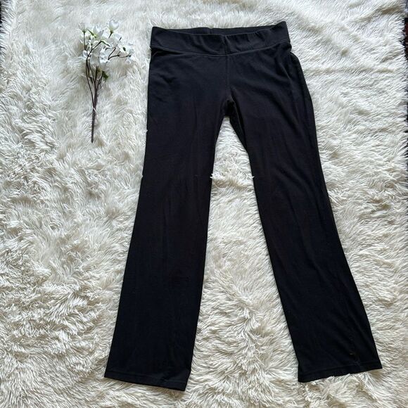 Black Flared Leggings Lounge Pants Size Large - Picture 1 of 4